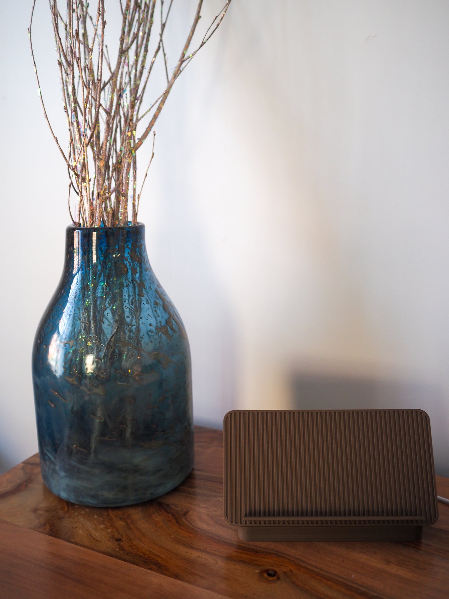 Brown Universal Phone Stand with Alarm Clock Display