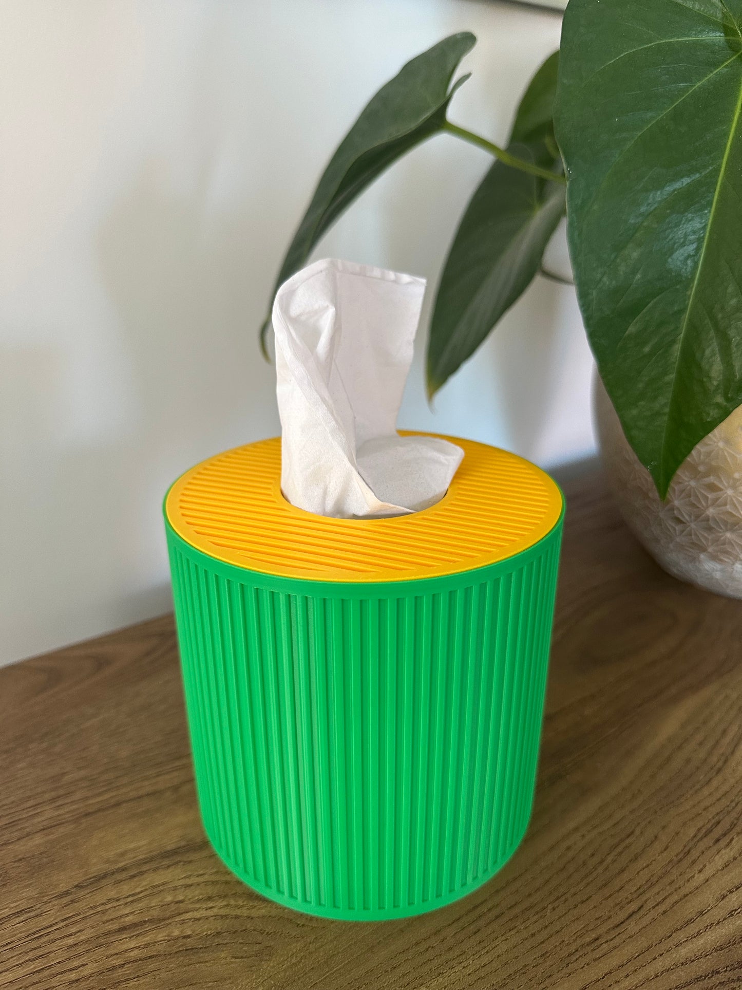 Tissue Box Cover – Yellow/Green – Cylinder