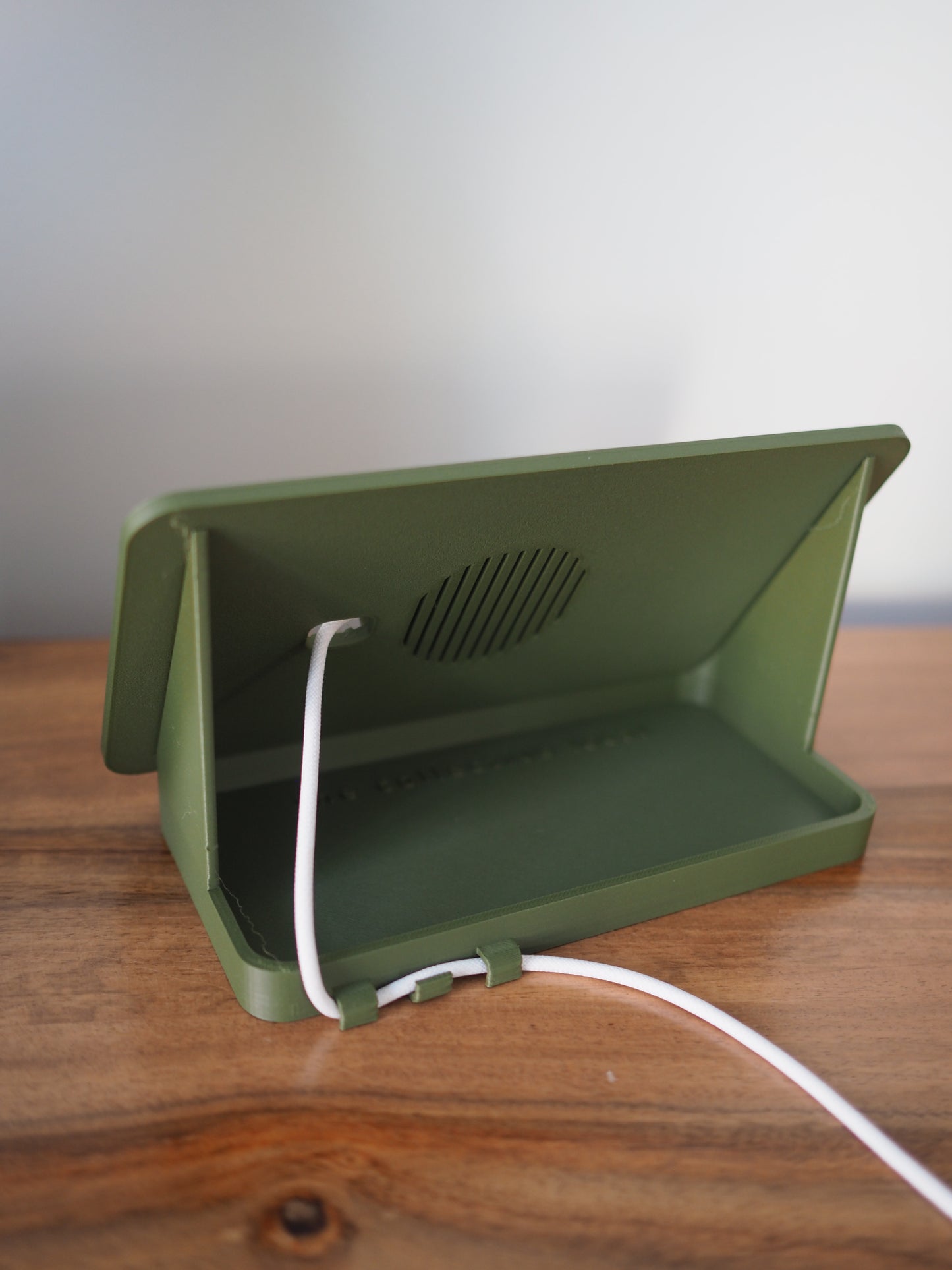 Olive Green Alarm Clock iPhone MagSafe Landscape Charging Stand