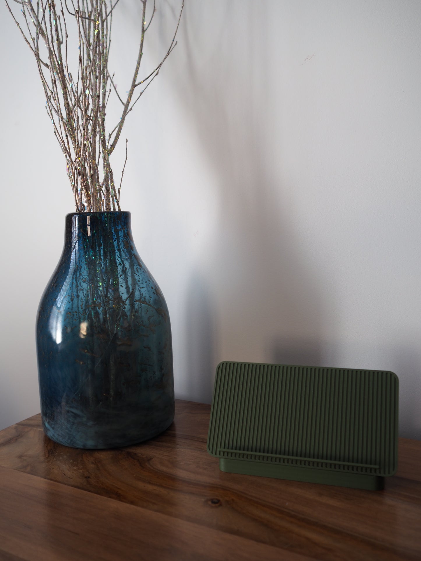 Olive Green Universal Phone Stand with Alarm Clock Display