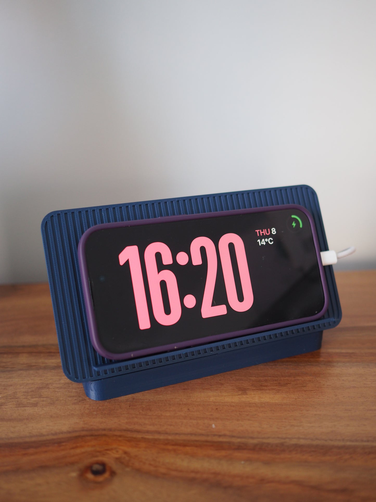 Blue Universal Phone Stand with Alarm Clock Display