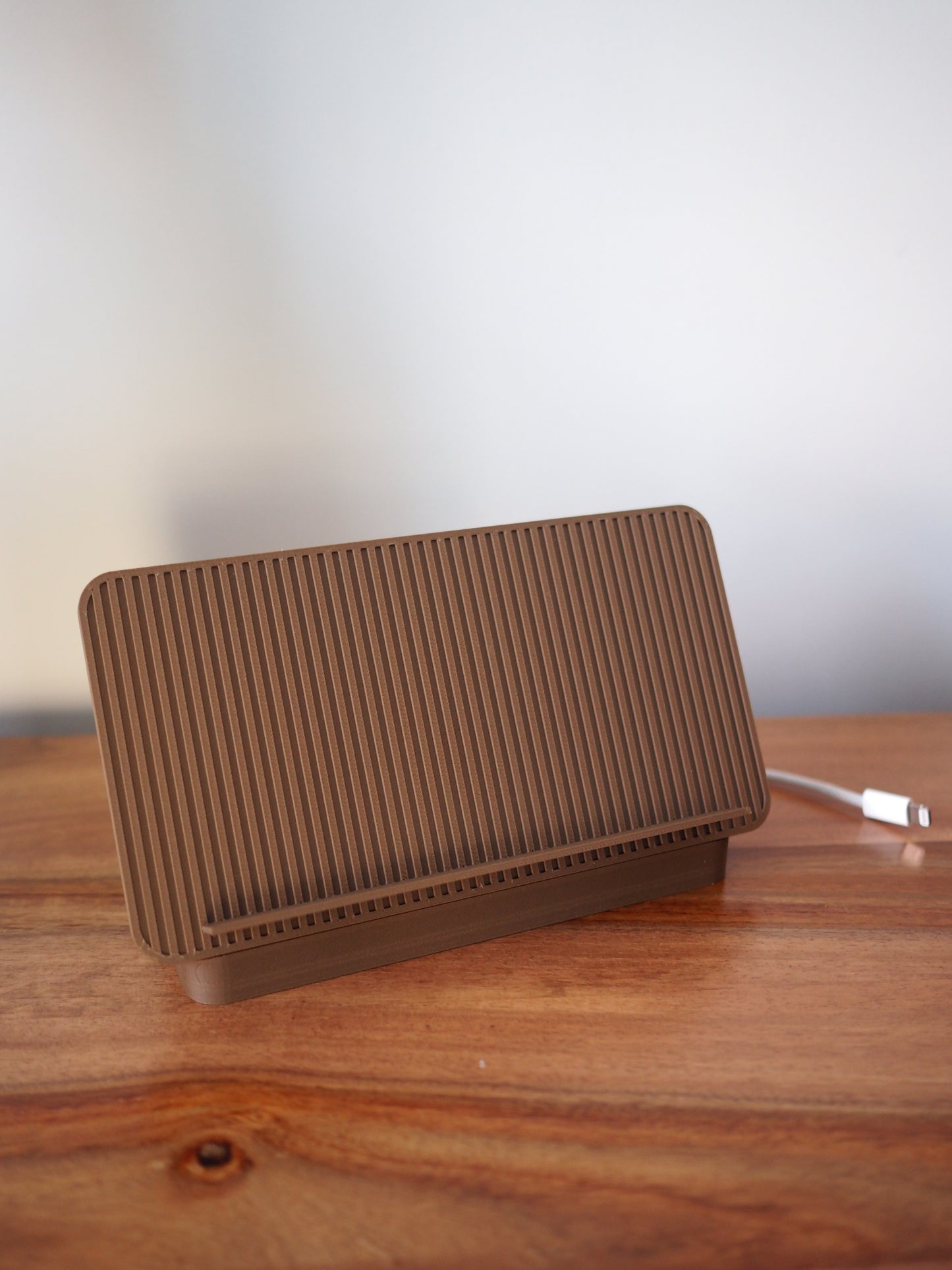 Brown Universal Phone Stand with Alarm Clock Display