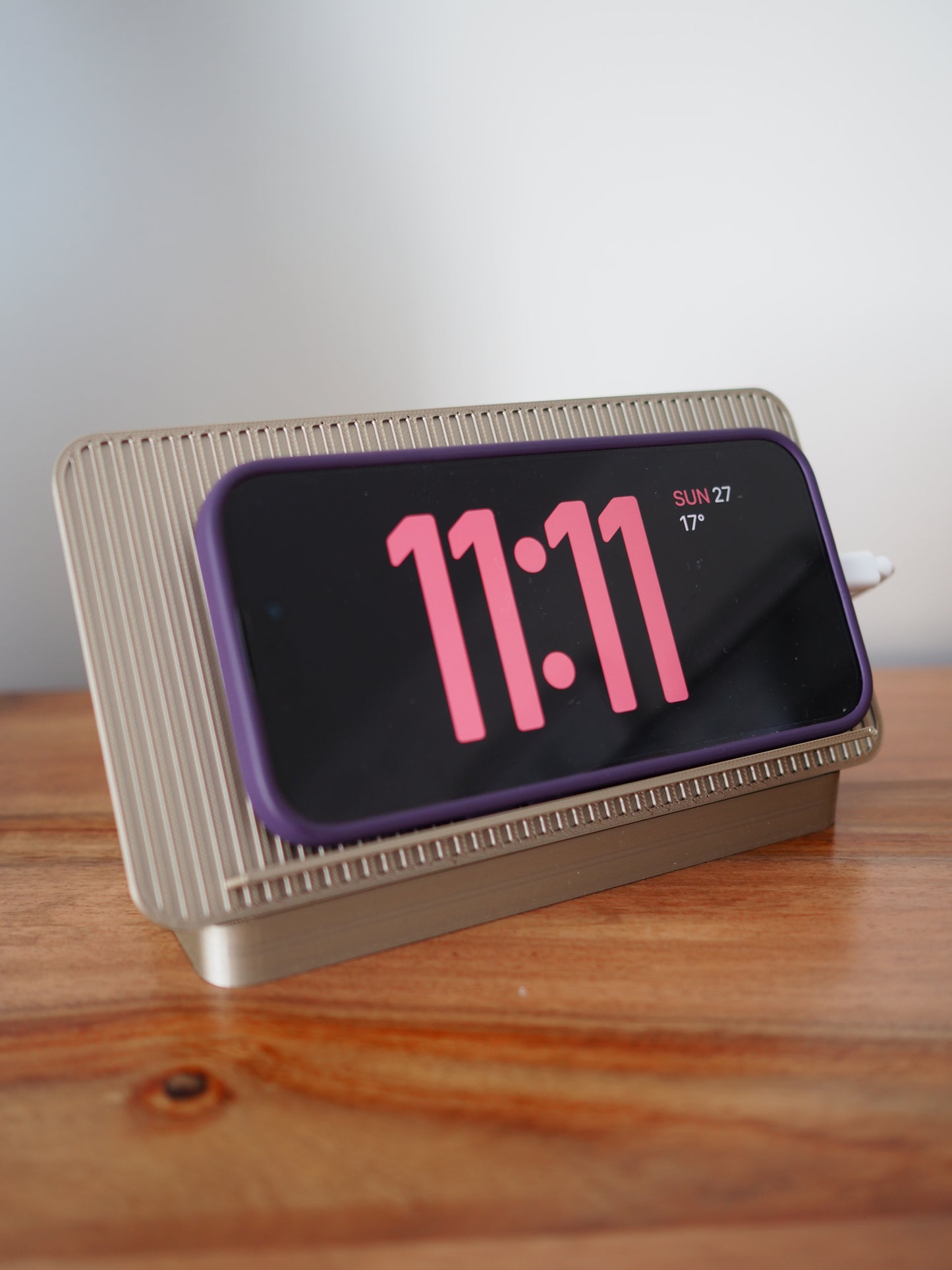 Gold Universal Phone Stand with Alarm Clock Display