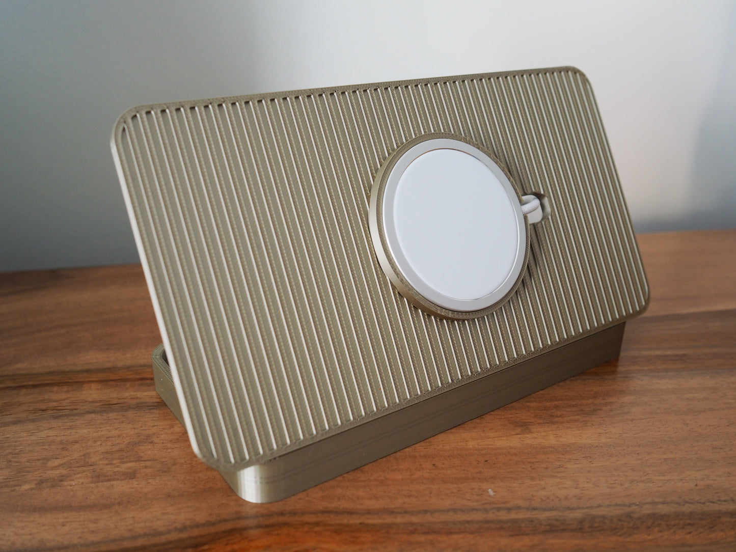 Gold Alarm Clock iPhone MagSafe Landscape Charging Stand