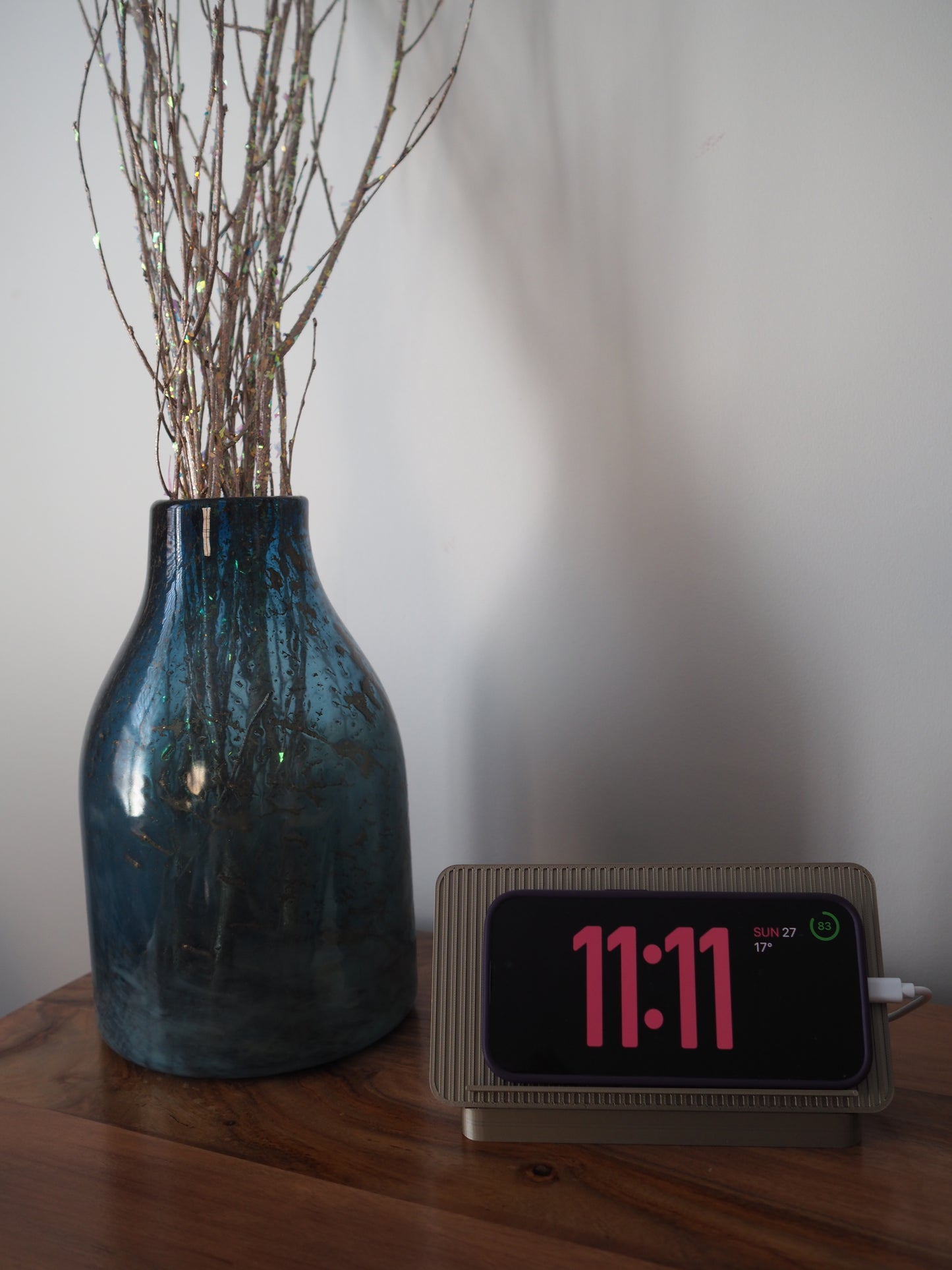 Gold Universal Phone Stand with Alarm Clock Display