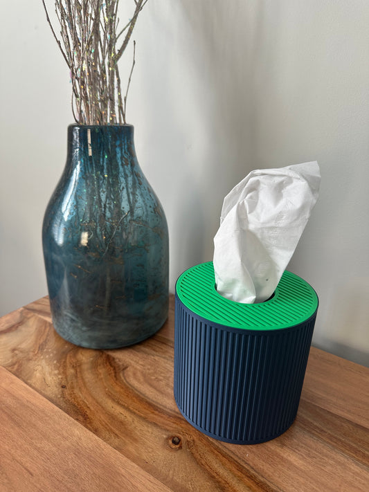Tissue Box Cover – Blue/Green – Cylinder
