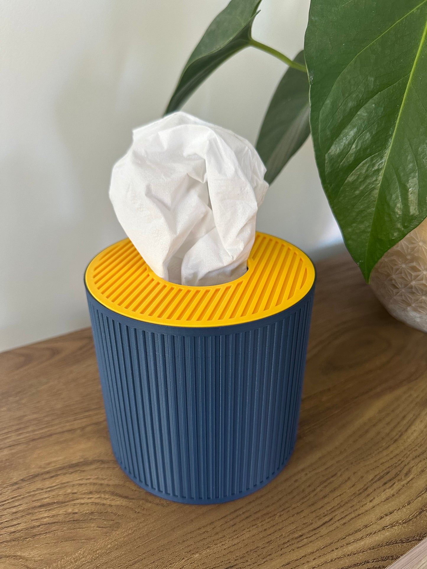Tissue Box Cover – Blue/Yellow – Cylinder