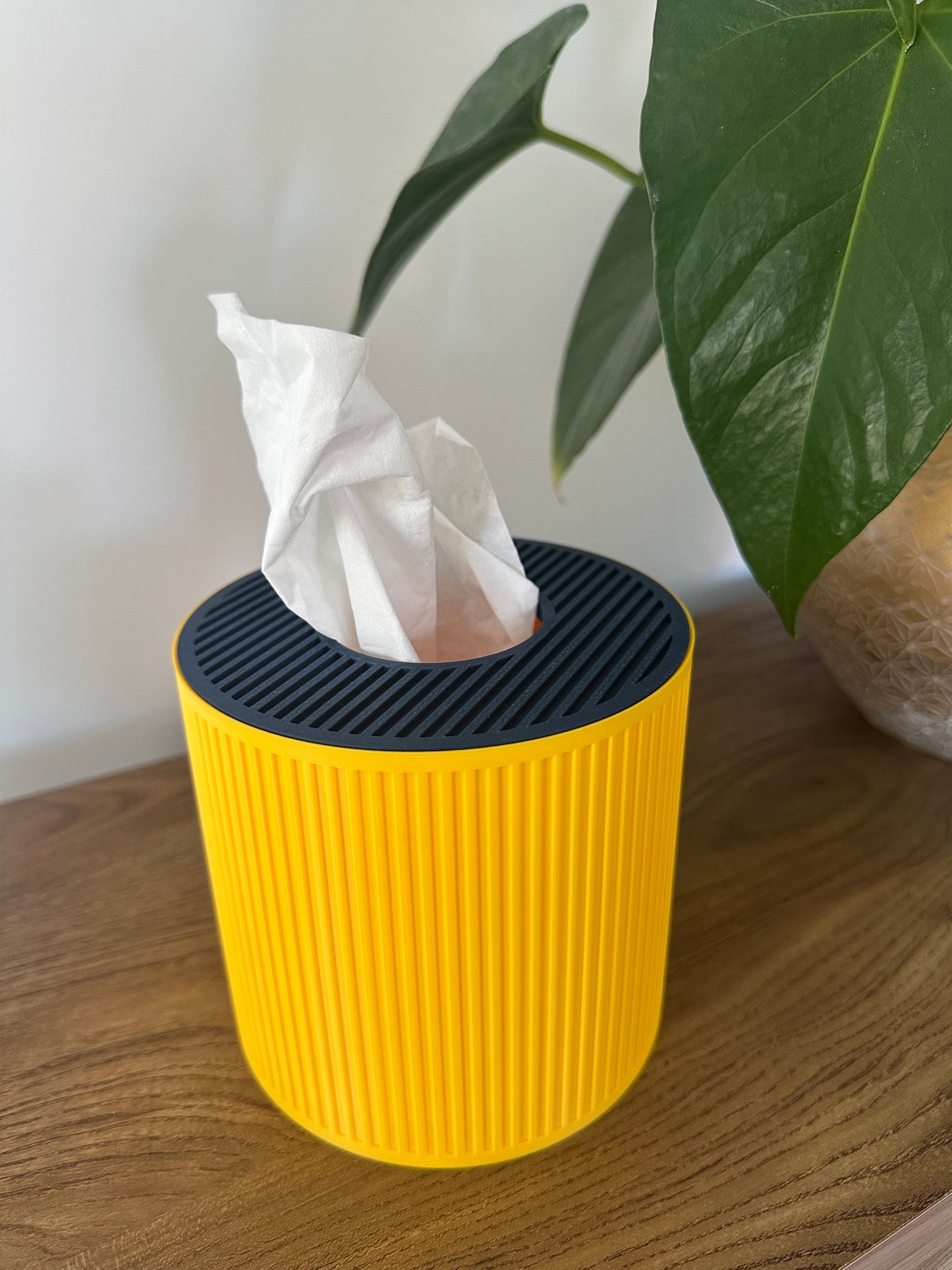 Tissue Box Cover – Blue/Yellow – Cylinder