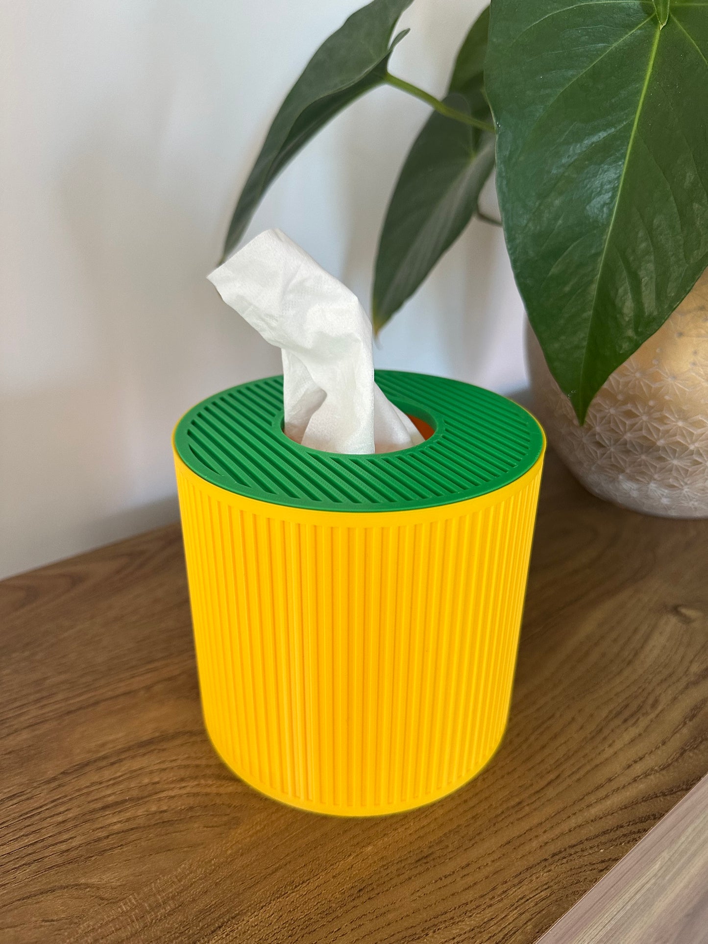 Tissue Box Cover – Yellow/Green – Cylinder