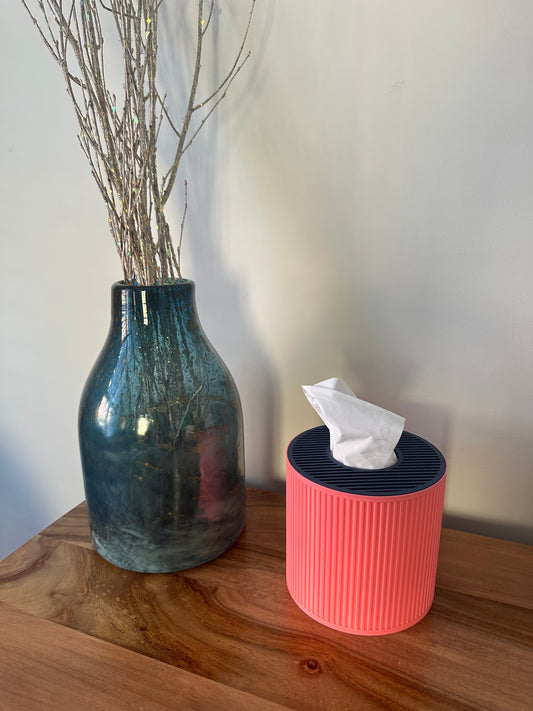 Tissue Box Cover – Blue/Pink – Cylinder