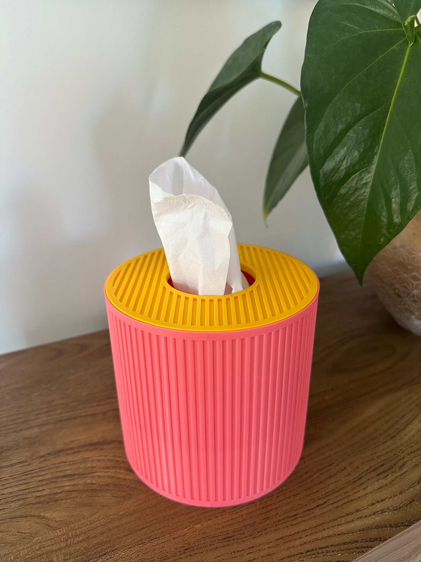Tissue Box Cover – Pink/Yellow – Cylinder