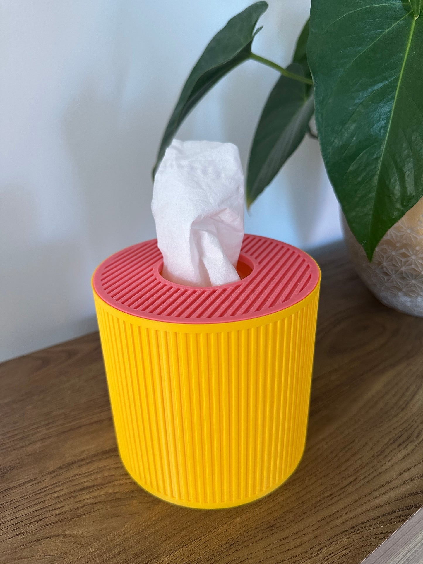 Tissue Box Cover – Pink/Yellow – Cylinder