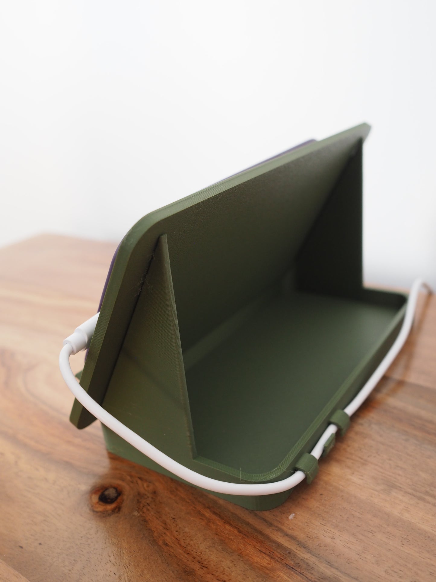 Olive Green Universal Phone Stand with Alarm Clock Display