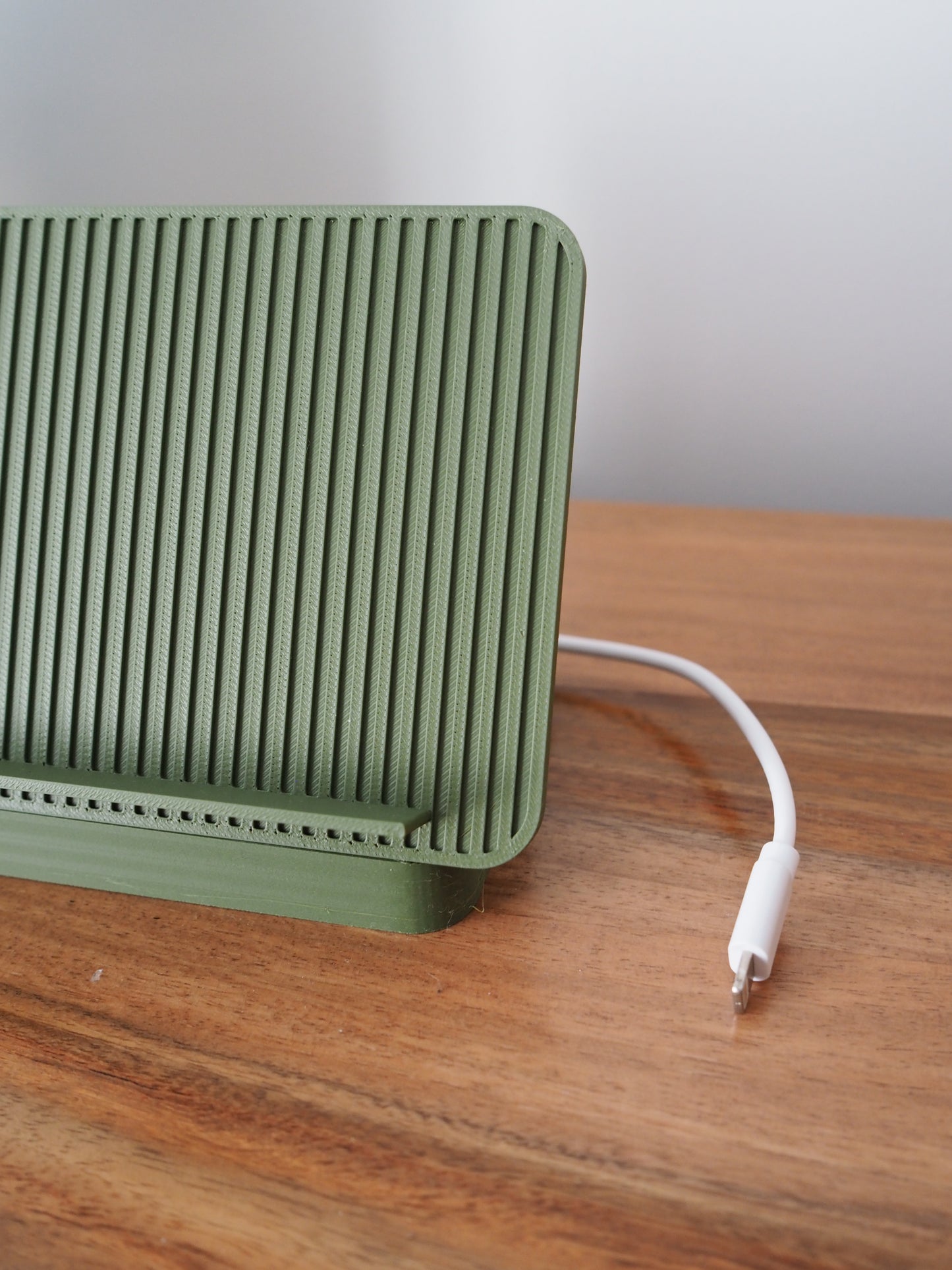 Olive Green Universal Phone Stand with Alarm Clock Display