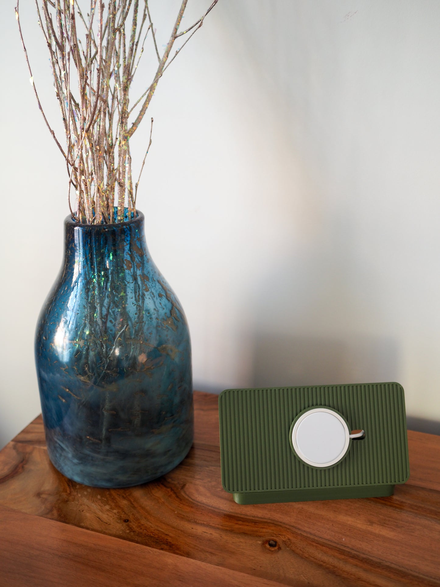 Olive Green Alarm Clock iPhone MagSafe Landscape Charging Stand