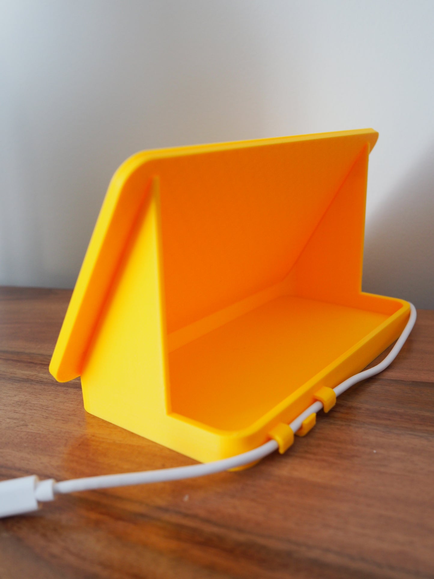 Yellow Universal Phone Stand with Alarm Clock Display