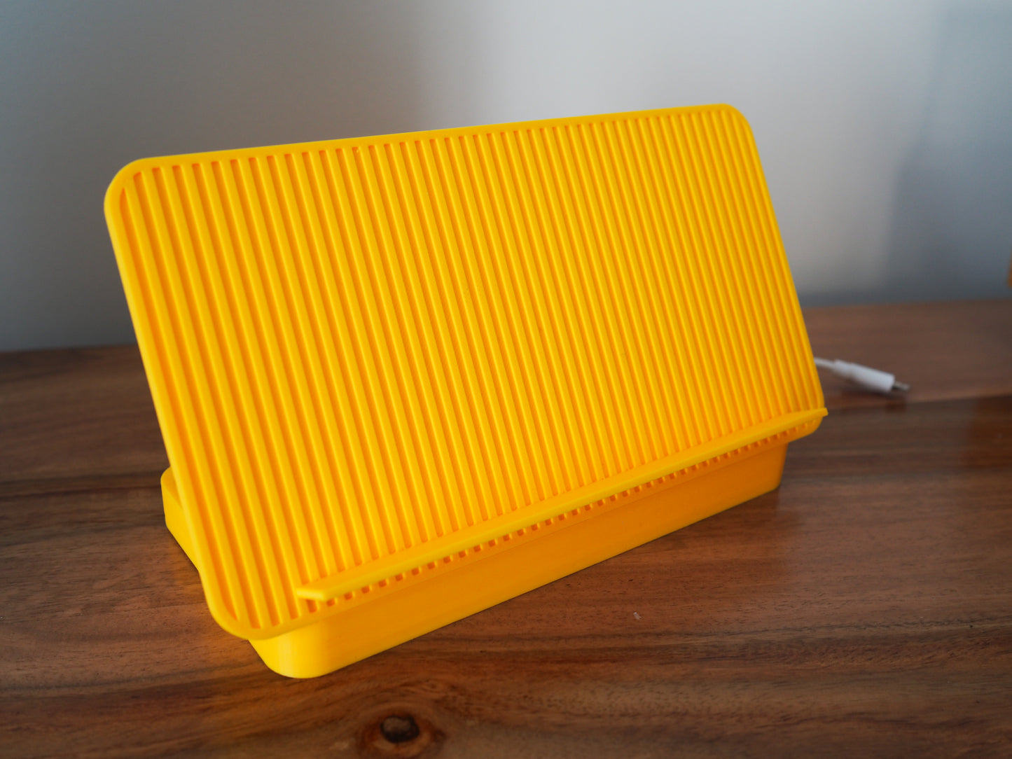 Yellow Universal Phone Stand with Alarm Clock Display