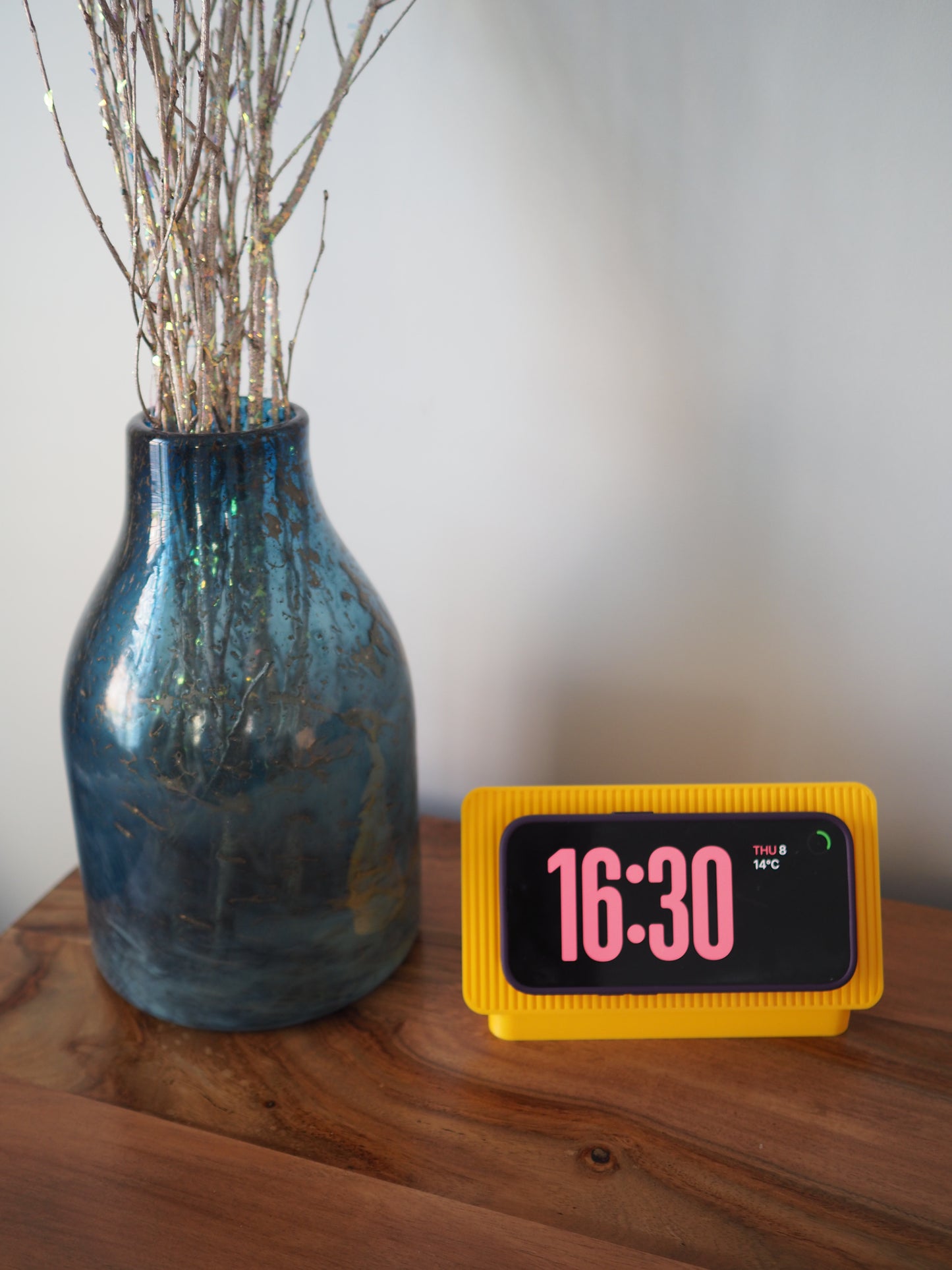Yellow Alarm Clock iPhone MagSafe Landscape Charging Stand
