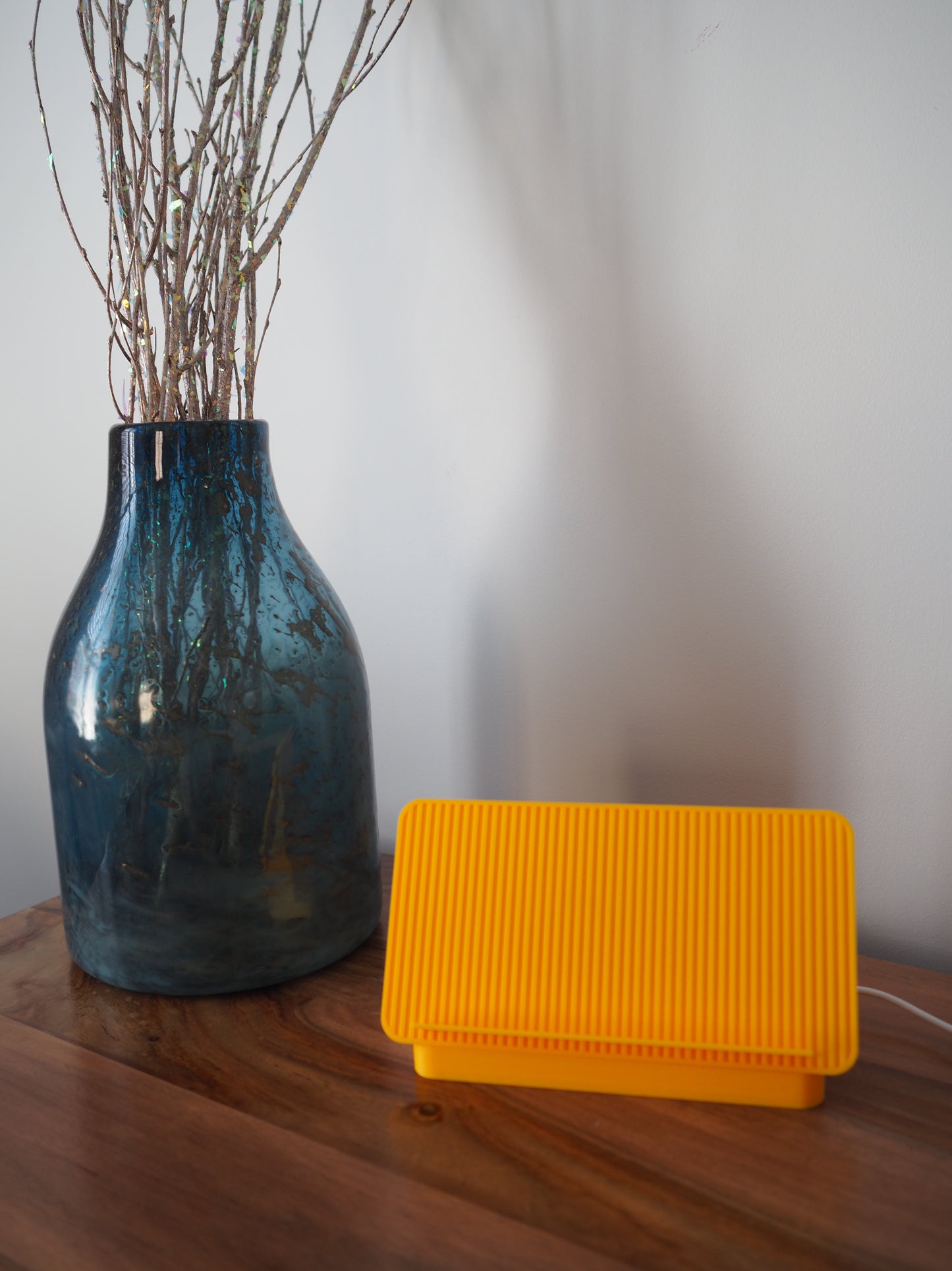 Yellow Universal Phone Stand with Alarm Clock Display